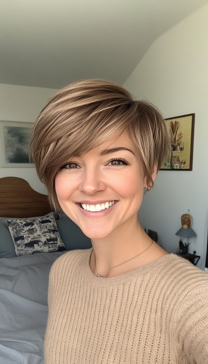 22. Pixie with Long Bangs in Light Ash Brown (Short Pixie Haircuts For Women) - Short Pixie Haircuts For Women