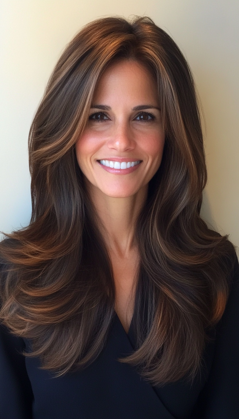 16. Subtle U-Cut in Espresso Brown (Long Hairstyles For Women Over 50) - Long Hairstyles For Women Over 50