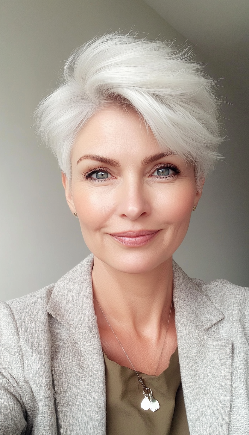 6. Snowy White Soft Pixie (Short Hairstyles For Older Women With Fine Hair) - Short Hairstyles For Older Women With Fine Hair
