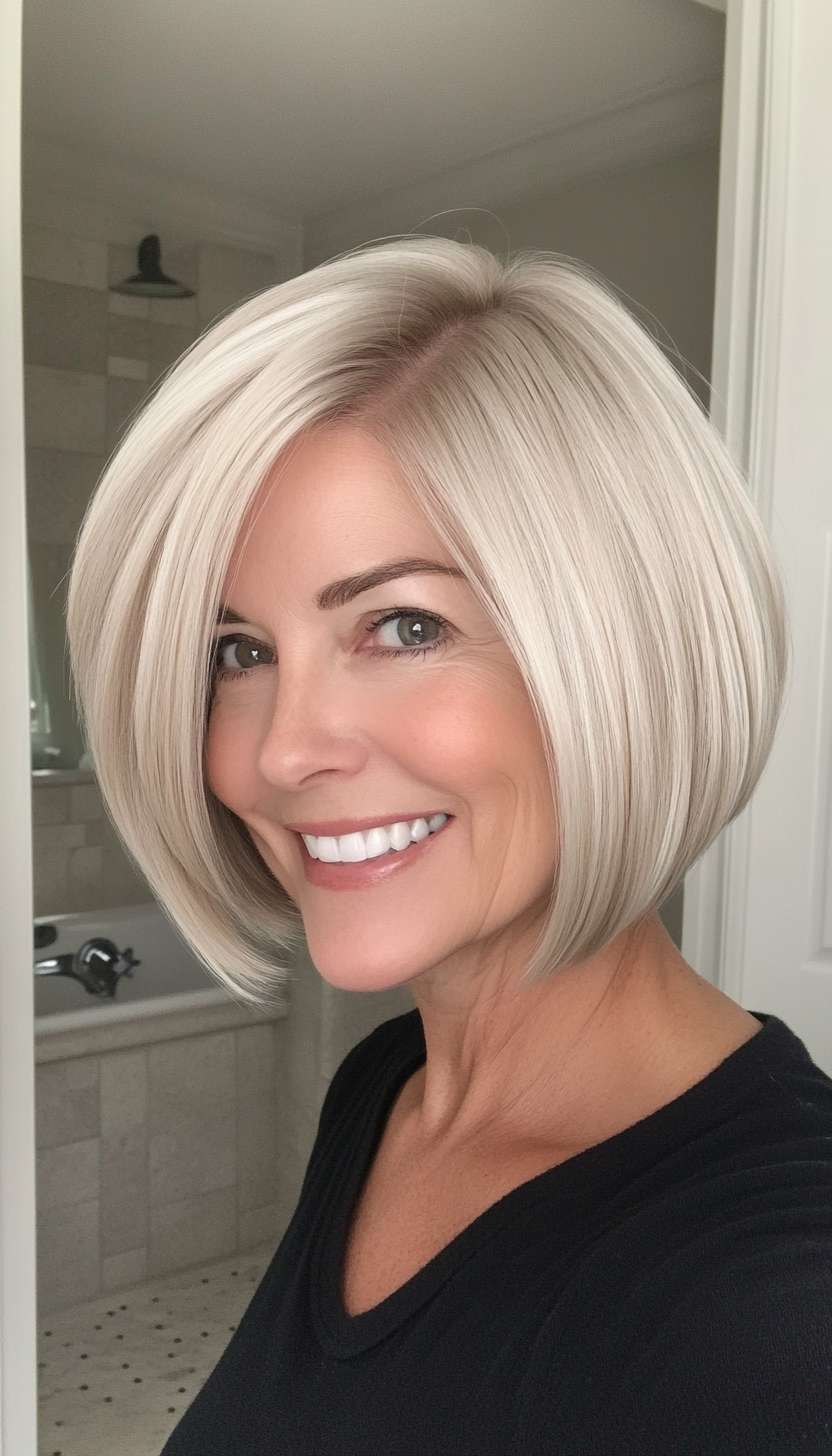 11. Pearl Blonde Classic Bob (Short Hairstyles For Older Women With Fine Hair) - Short Hairstyles For Older Women With Fine Hair
