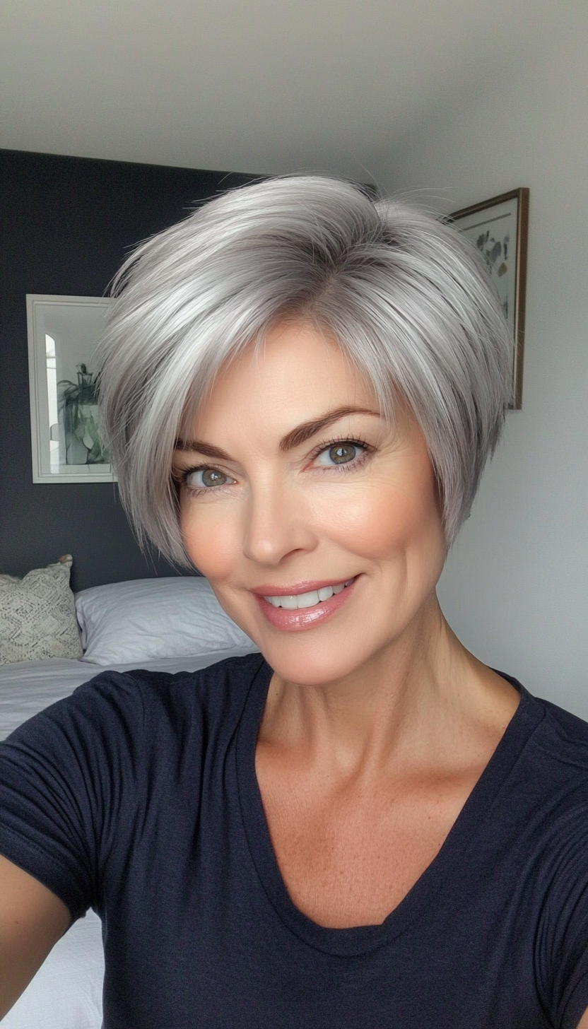 13. Cool-Toned Silver Pixie Bob (Short Hairstyles For Older Women With Fine Hair) - Short Hairstyles For Older Women With Fine Hair