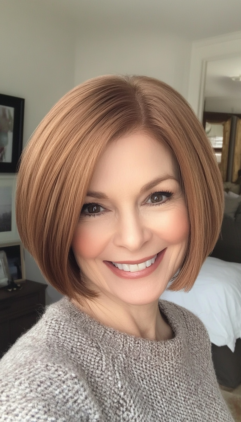 18. Light Chestnut Short Bob (Short Hairstyles For Older Women With Fine Hair) - Short Hairstyles For Older Women With Fine Hair