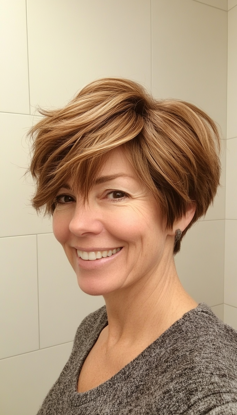 20. Honey Brown Short Shag (Short Hairstyles For Older Women With Fine Hair) - Short Hairstyles For Older Women With Fine Hair