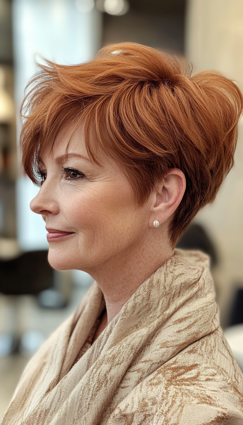 24. Warm Cinnamon Soft Pixie (Short Hairstyles For Older Women With Fine Hair) - Short Hairstyles For Older Women With Fine Hair