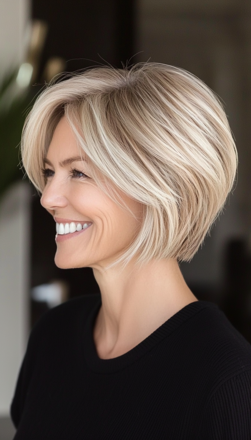 26. Bronzed Blonde Wispy Bob (Short Hairstyles For Older Women With Fine Hair) - Short Hairstyles For Older Women With Fine Hair