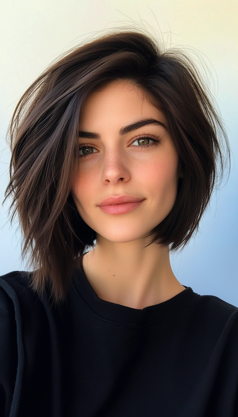 5. Textured Espresso Bob (Inverted Bob Haircuts For Fine Hair) - Inverted Bob Haircuts For Fine Hair