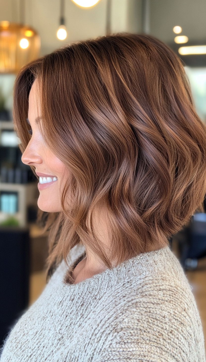 6. Wavy Caramel Inverted Bob (Inverted Bob Haircuts For Fine Hair) - Inverted Bob Haircuts For Fine Hair