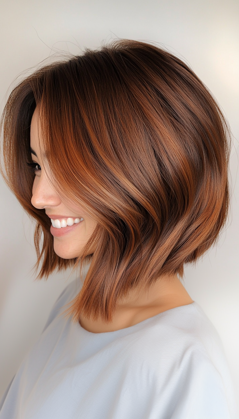 14. Tapered Cinnamon Brown Bob (Inverted Bob Haircuts For Fine Hair) - Inverted Bob Haircuts For Fine Hair
