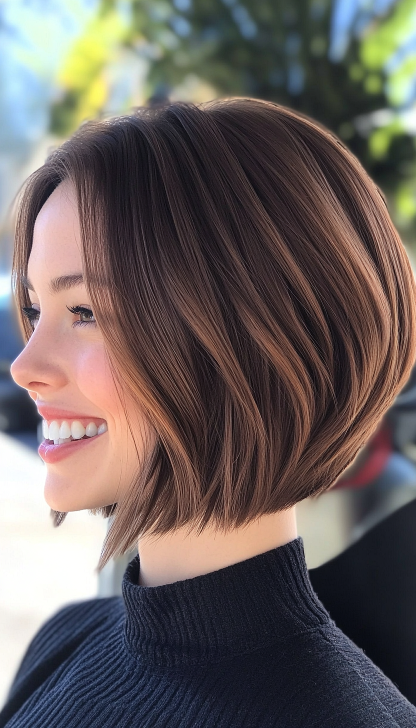 17. Sculpted Hazelnut Brown Bob (Inverted Bob Haircuts For Fine Hair) - Inverted Bob Haircuts For Fine Hair