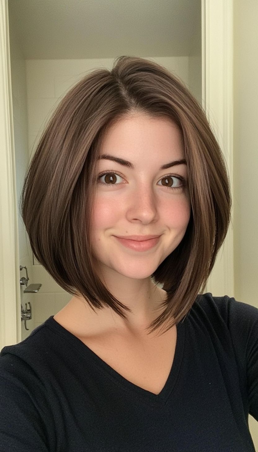 24. Low-Maintenance Mushroom Brown Bob (Inverted Bob Haircuts For Fine Hair) - Inverted Bob Haircuts For Fine Hair