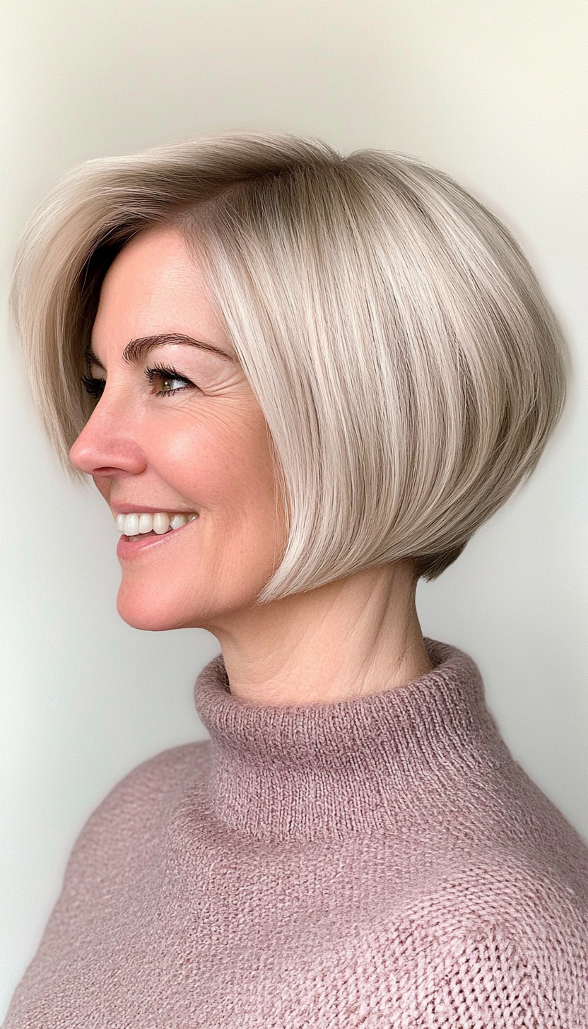 4. Asymmetrical Bob in Soft Ash Blonde (Short Hairstyles For Women Over 50) - Short Hairstyles For Women Over 50