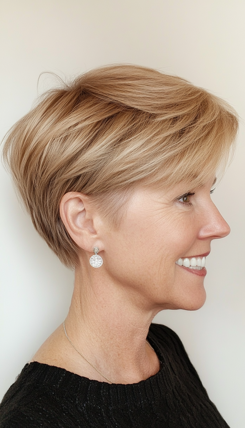 7. Tapered Crop in Warm Honey Blonde (Short Hairstyles For Women Over 50) - Short Hairstyles For Women Over 50