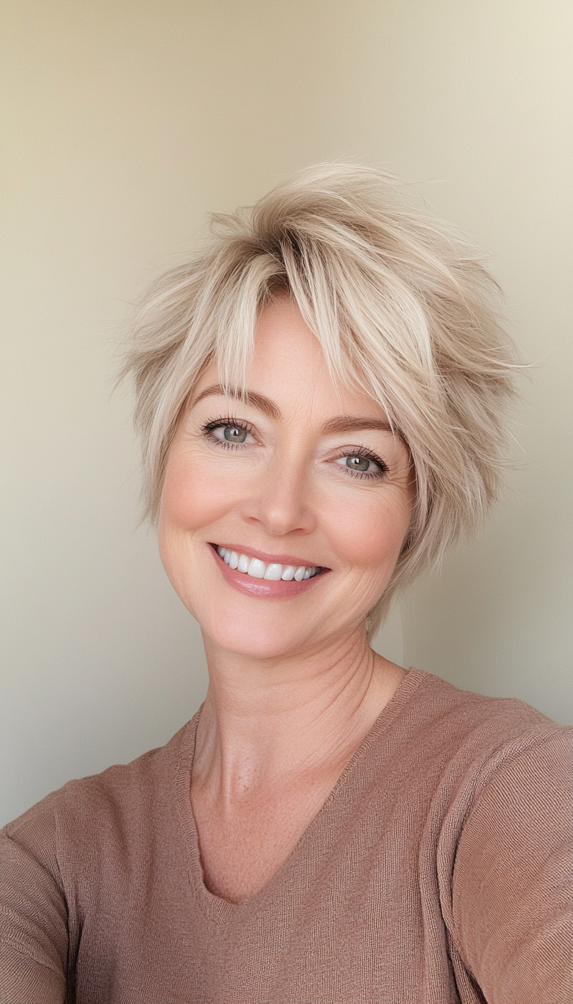 17. Short Shag in Sun-Kissed Blonde (Short Hairstyles For Women Over 50) - Short Hairstyles For Women Over 50