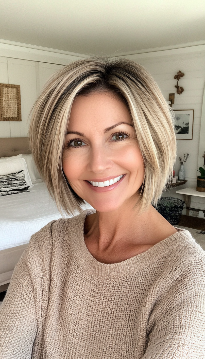 24. Choppy Bob in Natural Sandy Blonde (Short Hairstyles For Women Over 50) - Short Hairstyles For Women Over 50