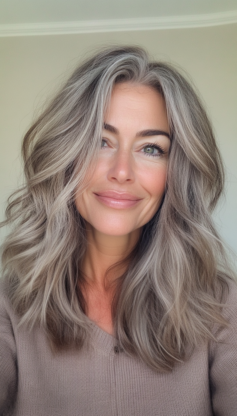 12. Wavy Lob with Ash Brown Undertones (Medium Length Hairstyles For Women Over 60) - Medium Length Hairstyles For Women Over 60