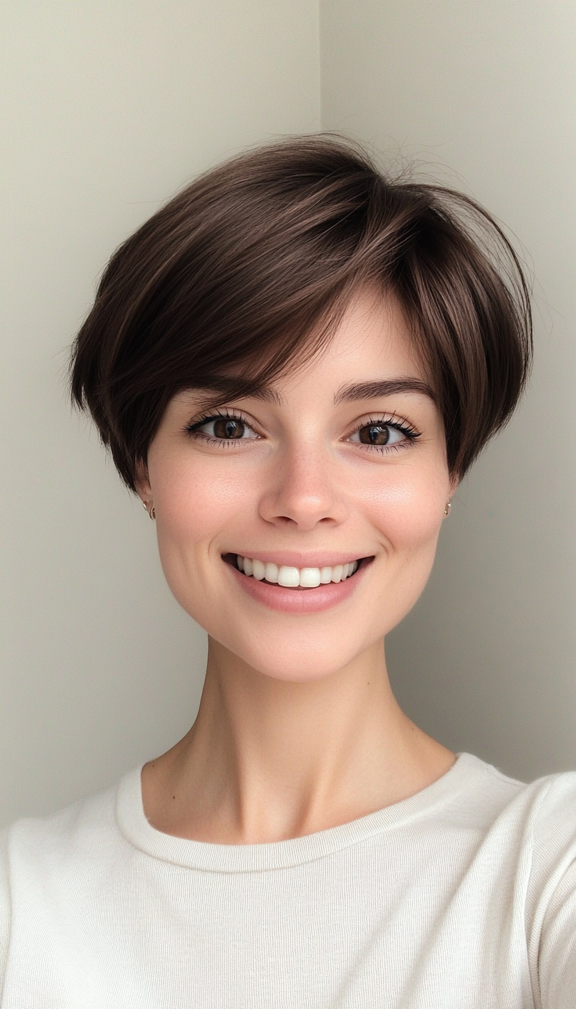 12. Ear-Length Crop in Classic Dark Brown (Short Hairstyles For Thin Hair) - Short Hairstyles For Thin Hair