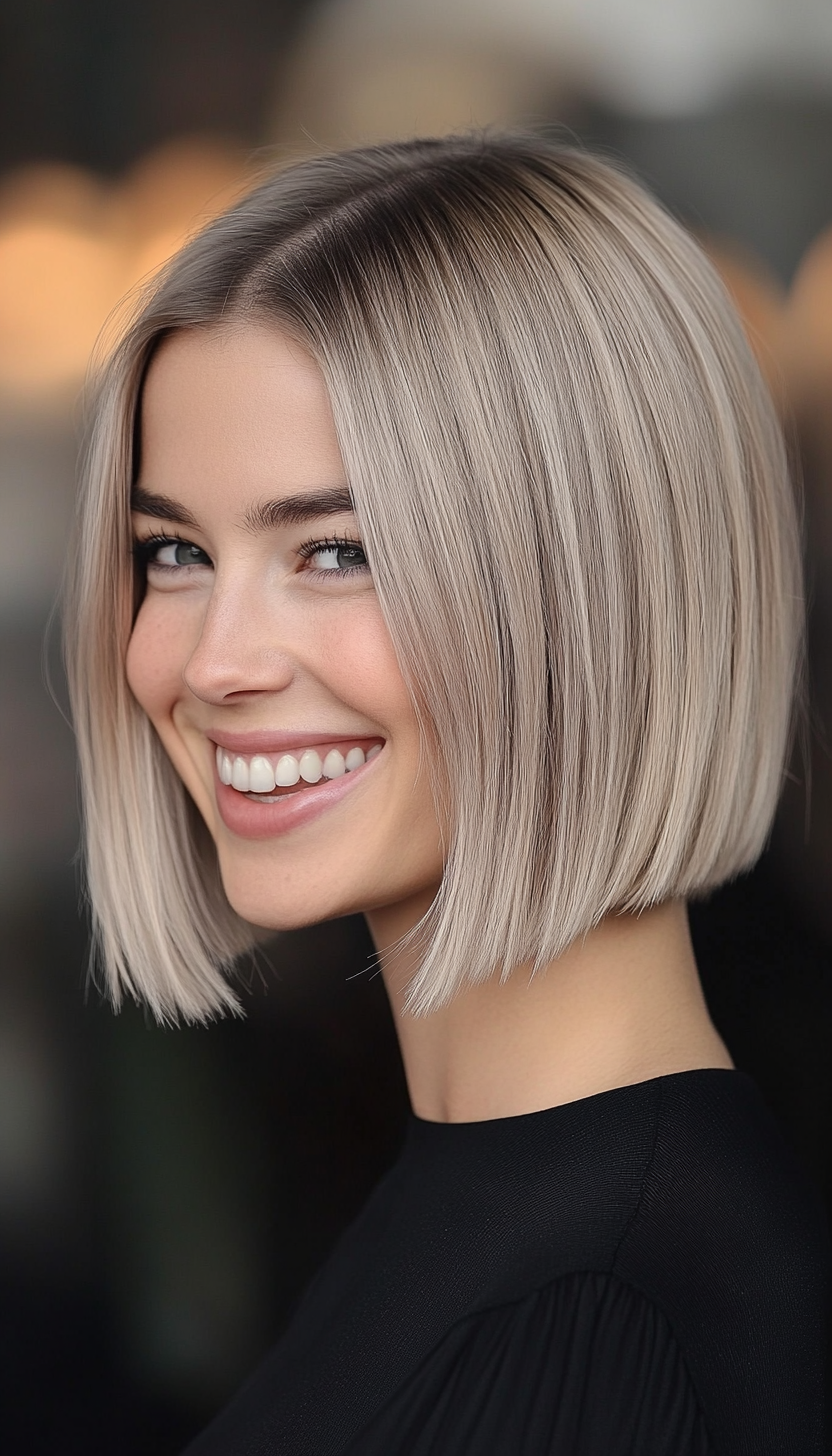 17. Mini Bob in Ash Blonde (Short Hairstyles For Thin Hair) - Short Hairstyles For Thin Hair
