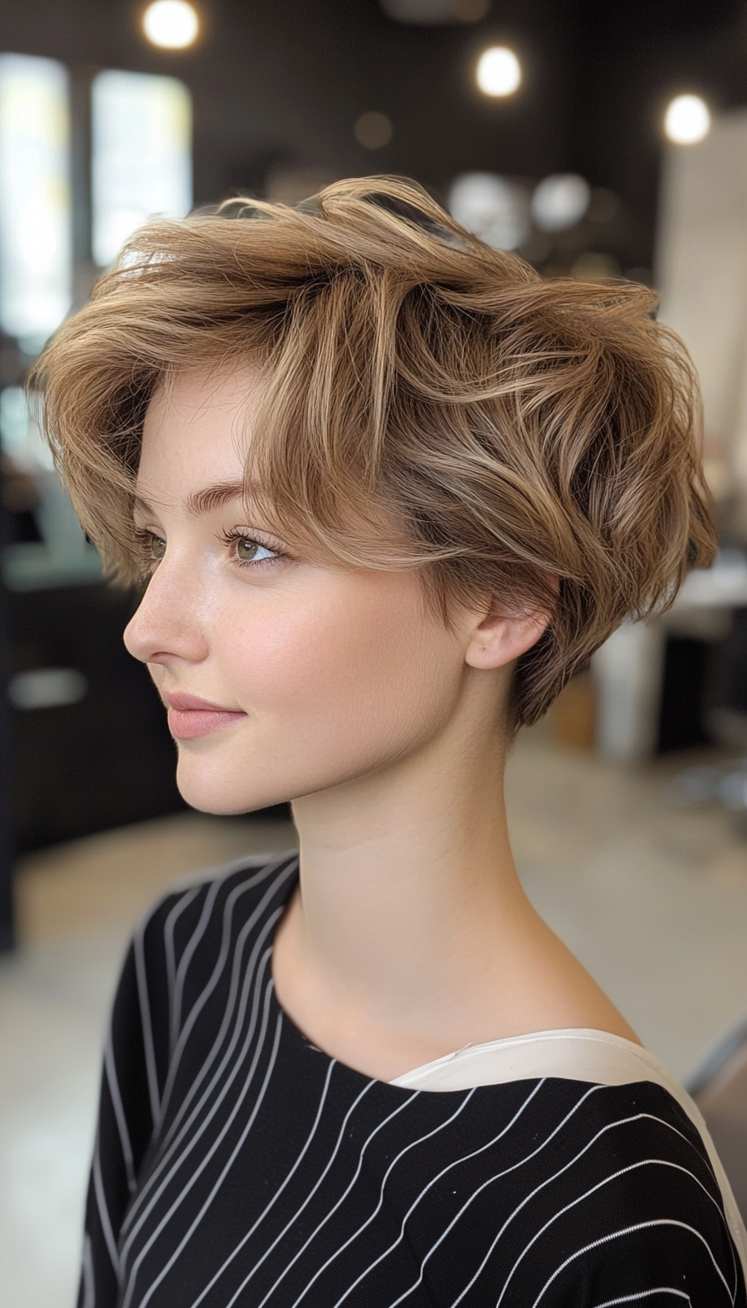 21. Wavy Pixie in Light Ash Brown (Short Hairstyles For Thin Hair) - Short Hairstyles For Thin Hair