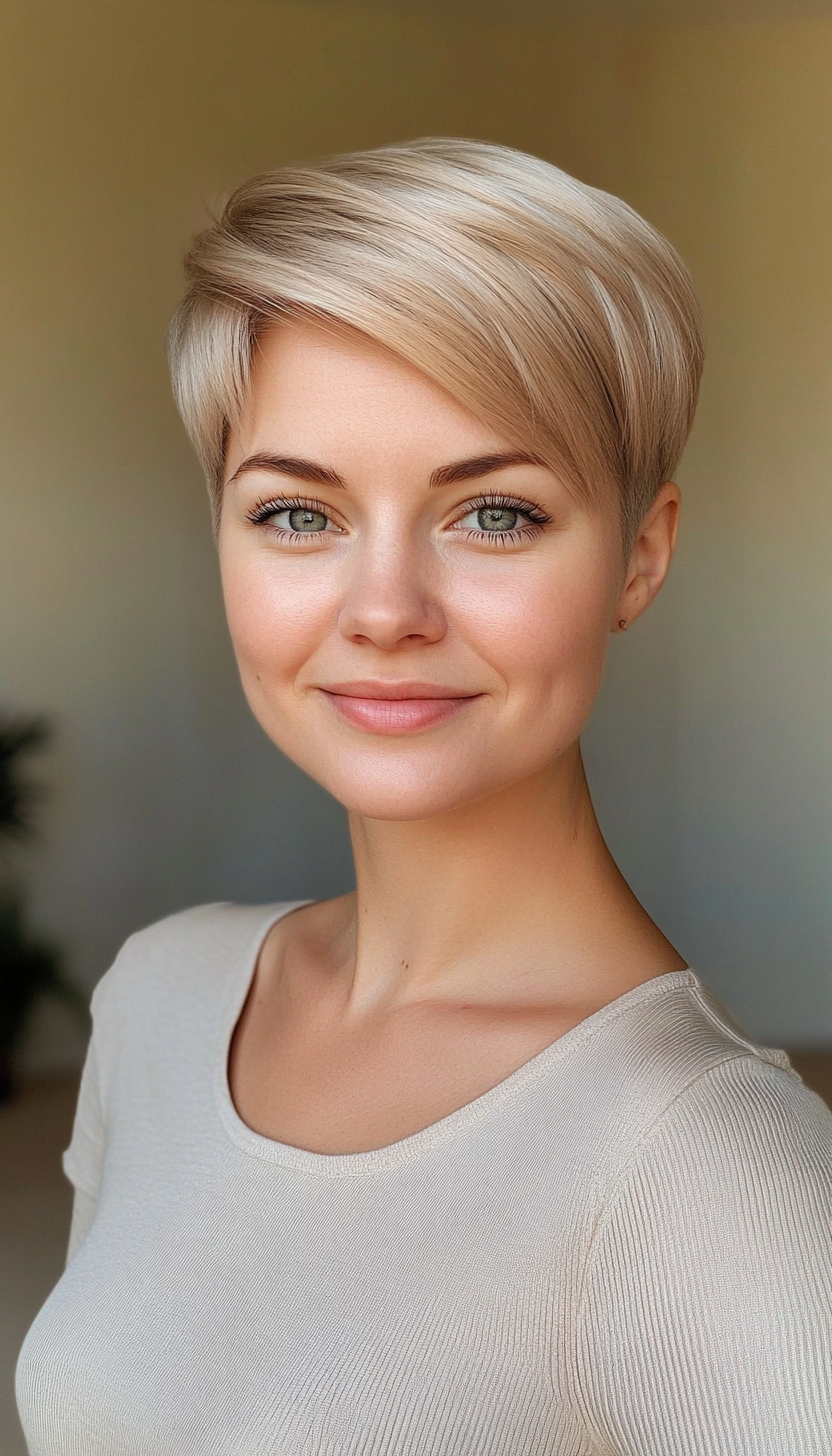 22. Short Blunt Cut in Natural Beige Blonde (Short Hairstyles For Thin Hair) - Short Hairstyles For Thin Hair