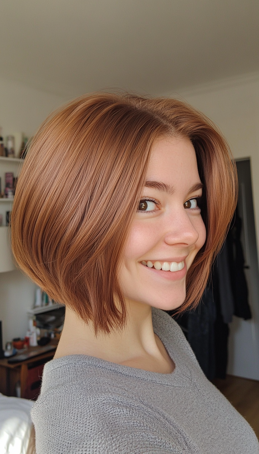 24. Subtle A-Line Bob in Copper Brown (Short Hairstyles For Thin Hair) - Short Hairstyles For Thin Hair