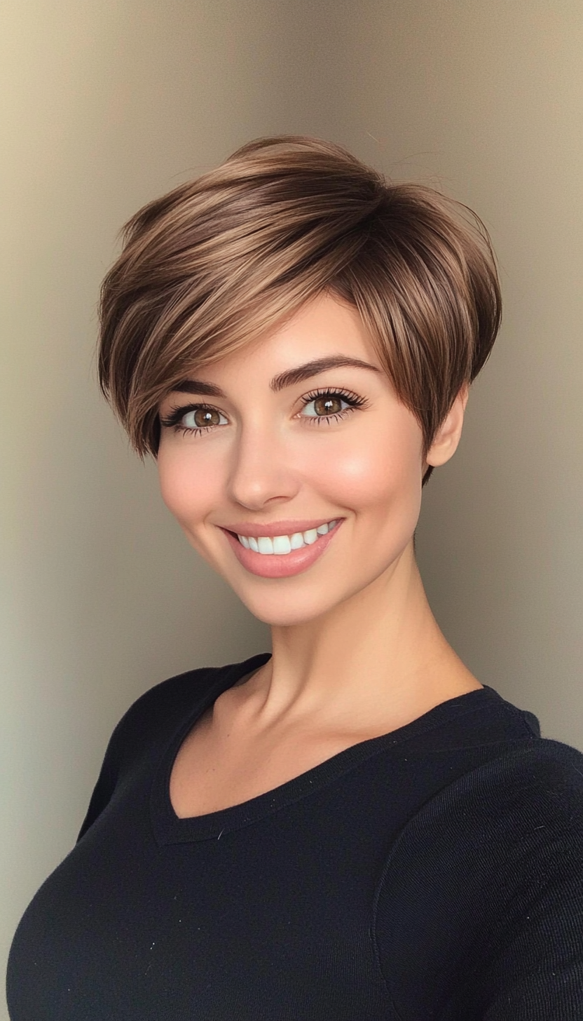 25. Modern Bowl Cut in Warm Hazelnut Brown (Short Hairstyles For Thin Hair) - Short Hairstyles For Thin Hair