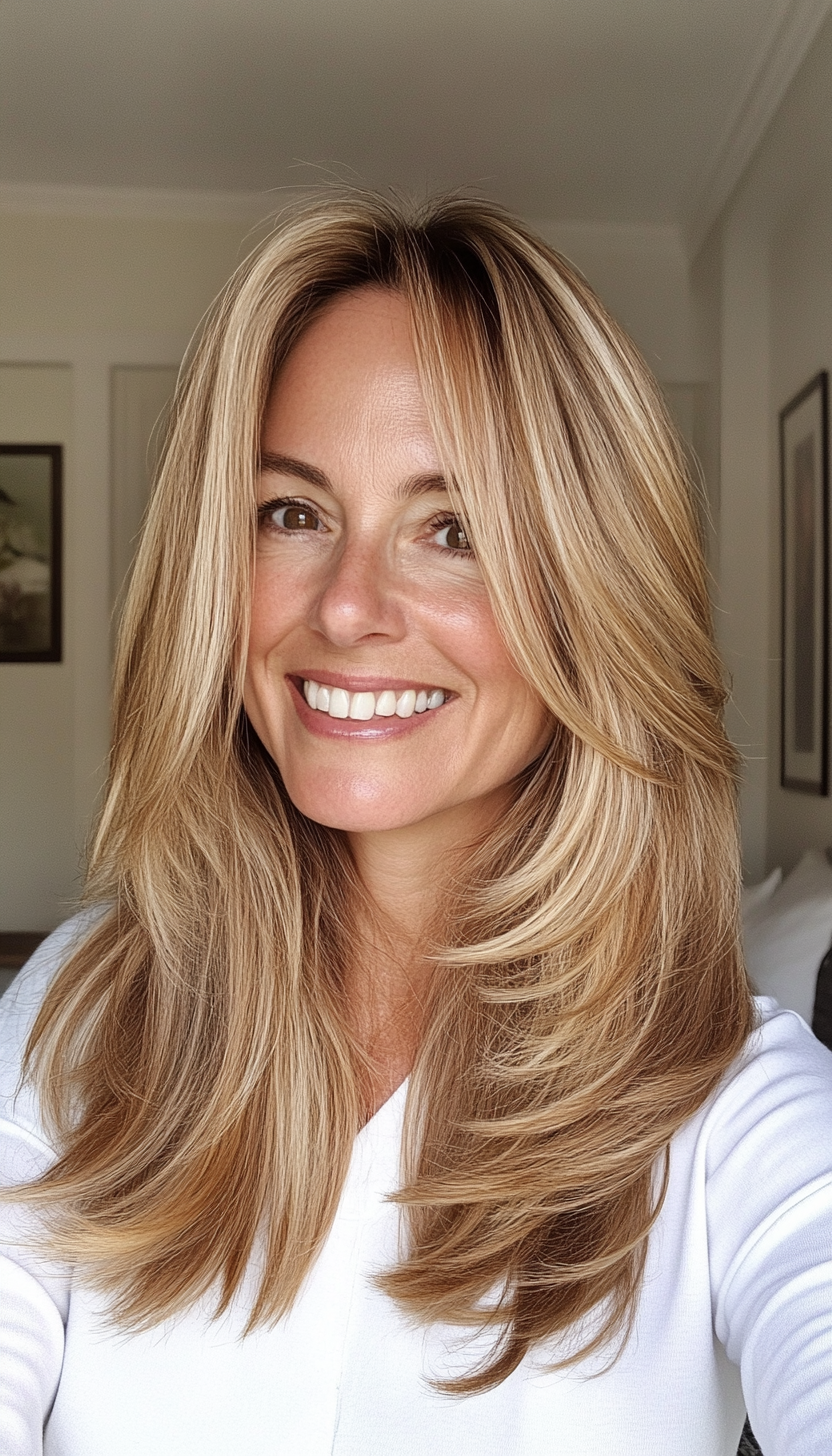 10. Collarbone-Length Cut with Soft Honey Highlights (Hairstyles For Women Over 40 With Fine Hair) - Hairstyles For Women Over 40 With Fine Hair