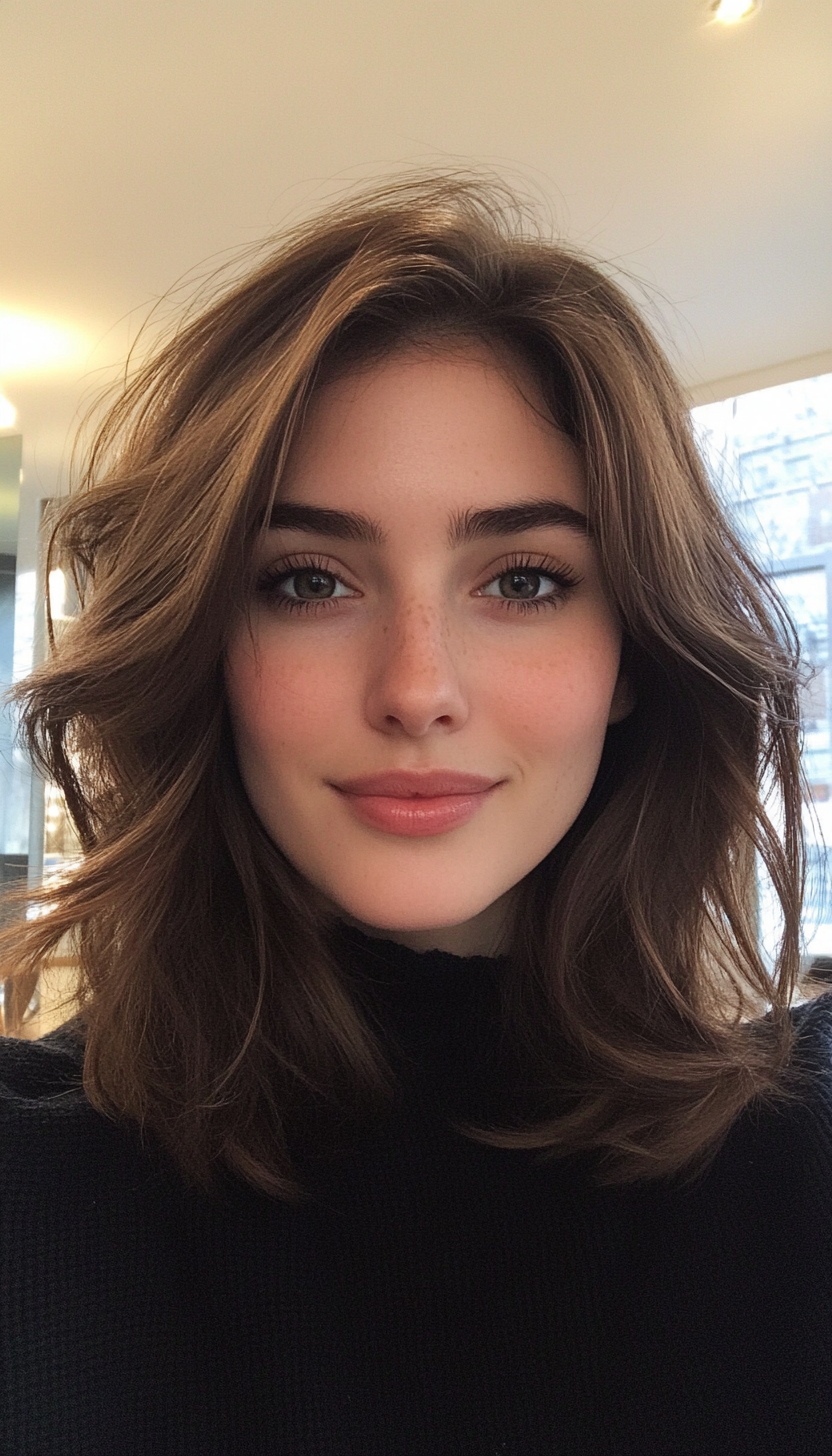 18. Soft Waves with Rich Cocoa Brunette (Medium Length Haircuts For Thick Hair) - Medium Length Haircuts For Thick Hair