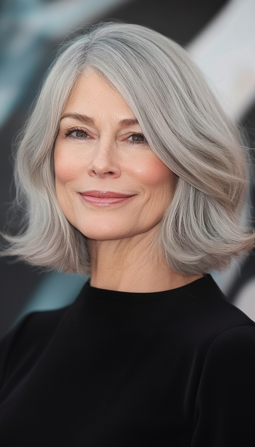 16. Curved Bob with Tapered Ends in Light Ash Blonde (Medium Length Hairstyles For Older Women) - Medium Length Hairstyles For Older Women