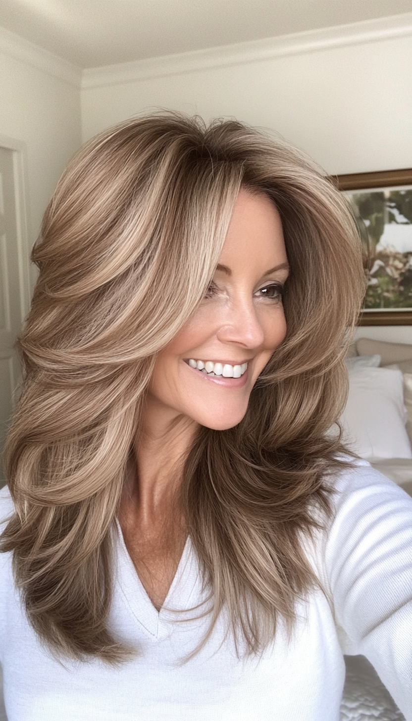 26. Subtle Waves with Face-Framing Highlights in Light Brown (Medium Length Hairstyles For Older Women) - Medium Length Hairstyles For Older Women