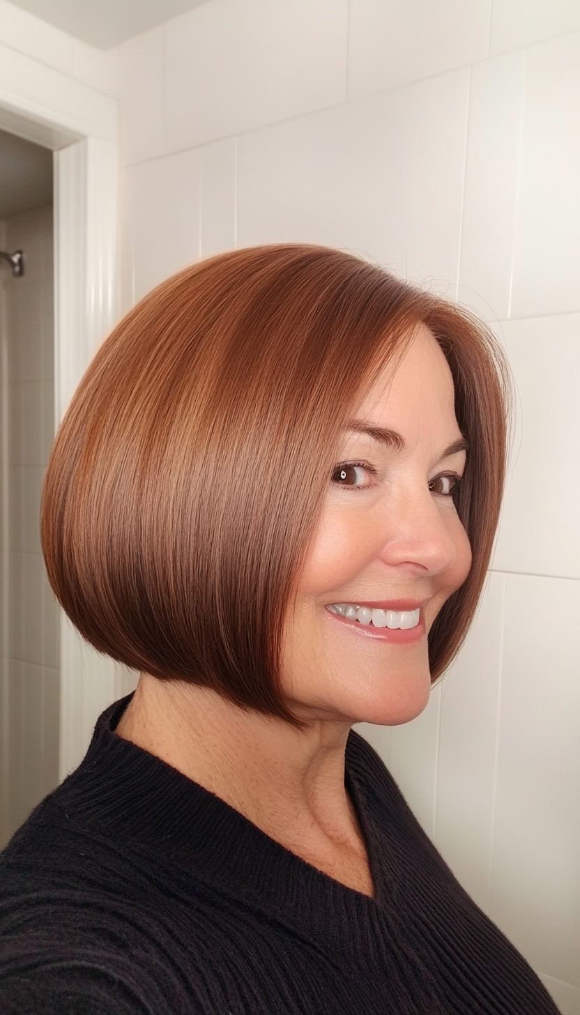 1. Classic Chestnut Blunt Bob (Bob Haircuts For Older Women) - Bob Haircuts For Older Women