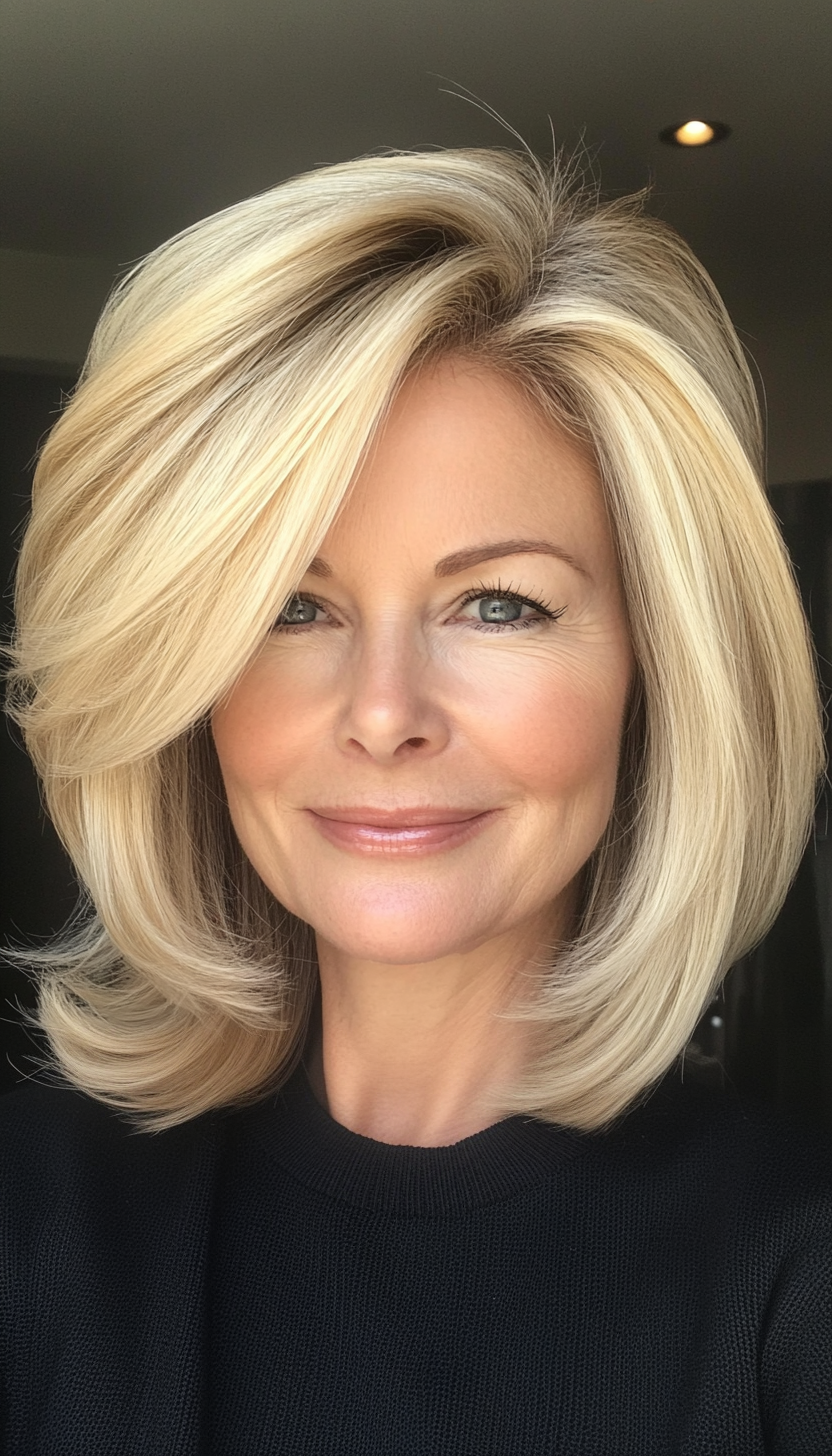 2. Softly Layered Honey Blonde Bob (Bob Haircuts For Older Women) - Bob Haircuts For Older Women