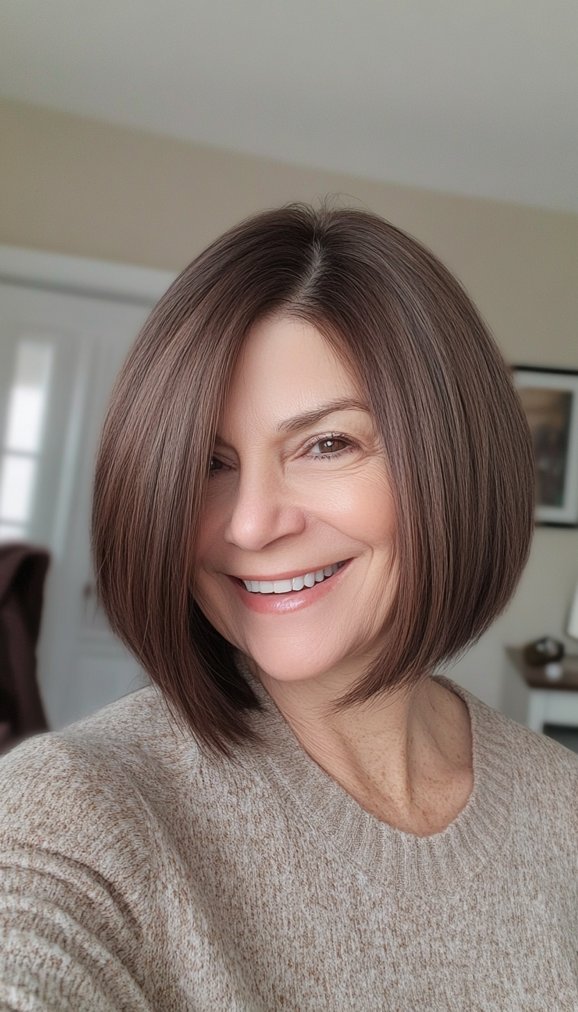 18. Hazelnut Bob with Side Part (Bob Haircuts For Older Women) - Bob Haircuts For Older Women