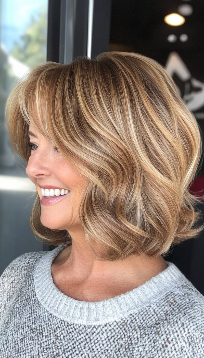 19. Light Golden Brown Tousled Bob (Bob Haircuts For Older Women) - Bob Haircuts For Older Women