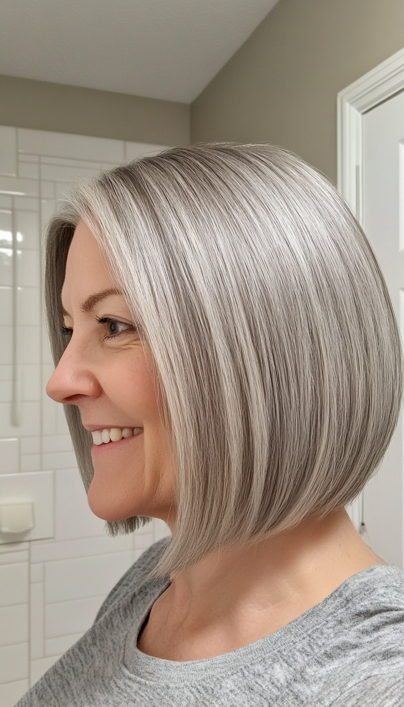 22. Pearl Gray Blunt Bob (Bob Haircuts For Older Women) - Bob Haircuts For Older Women