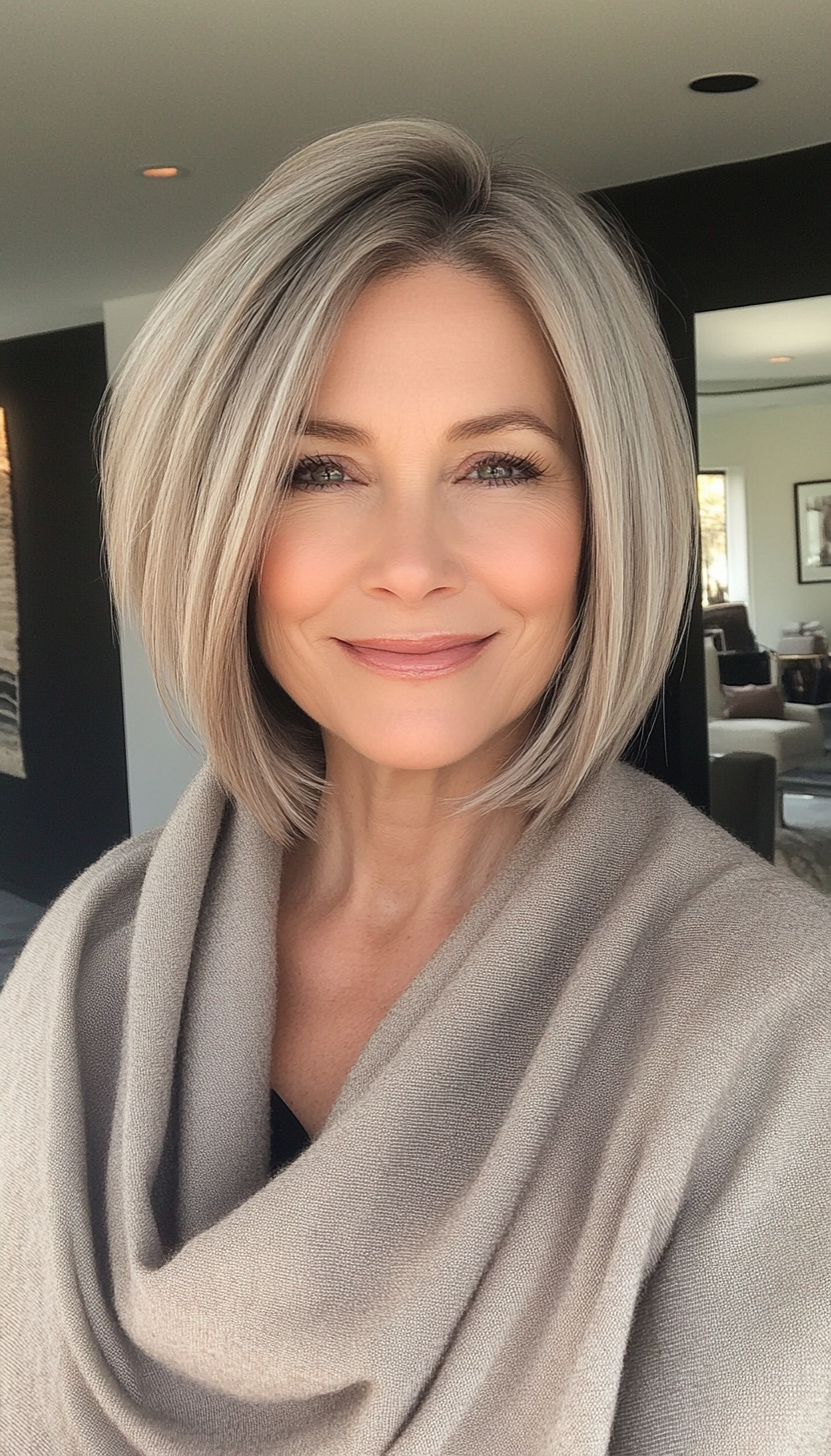 24. Ash Blonde Inverted Bob (Bob Haircuts For Older Women) - Bob Haircuts For Older Women