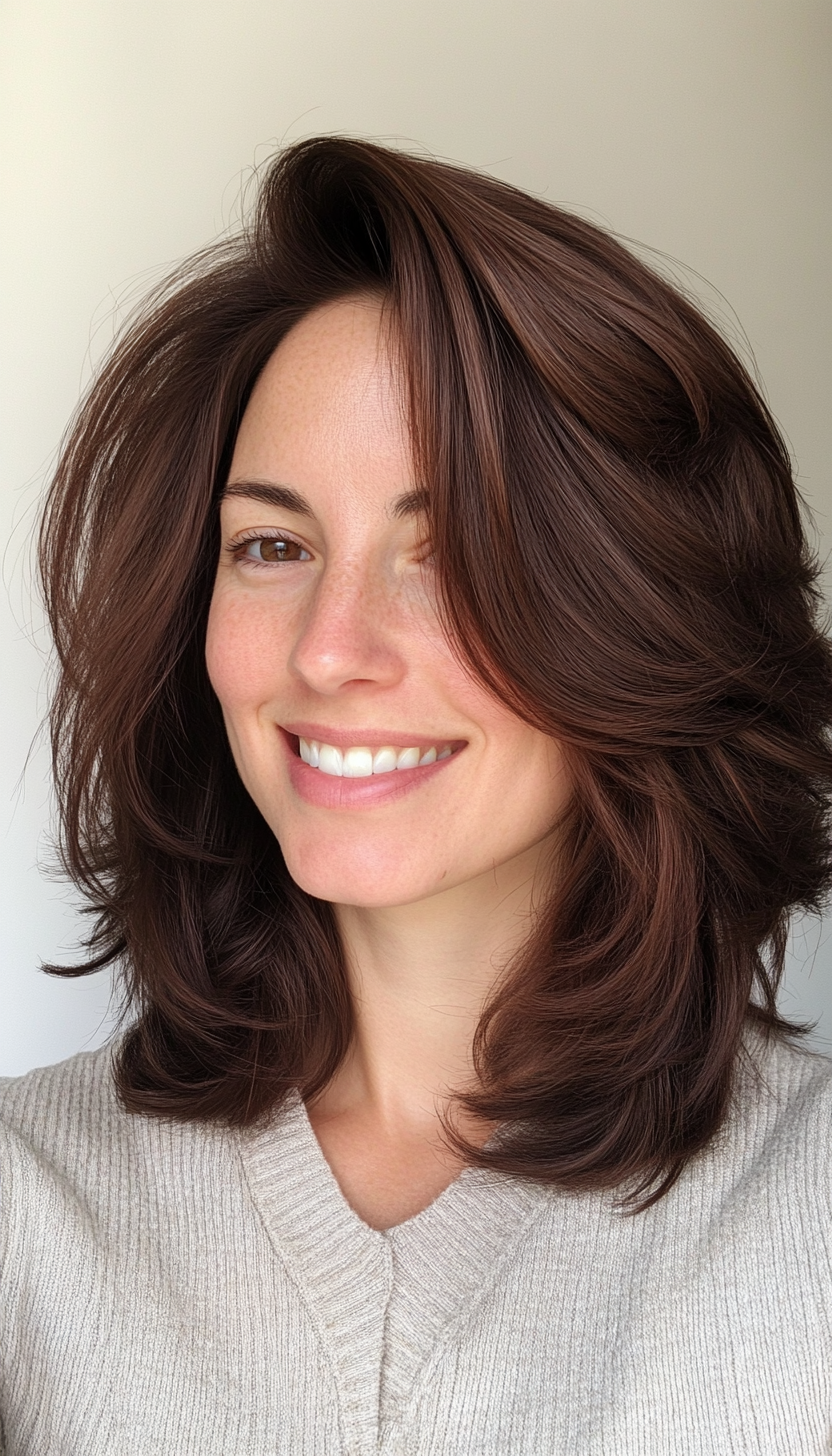 12. Modern Shag with Deep Mahogany Undertones (Mid Length Layered Hairstyles) - Mid Length Layered Hairstyles