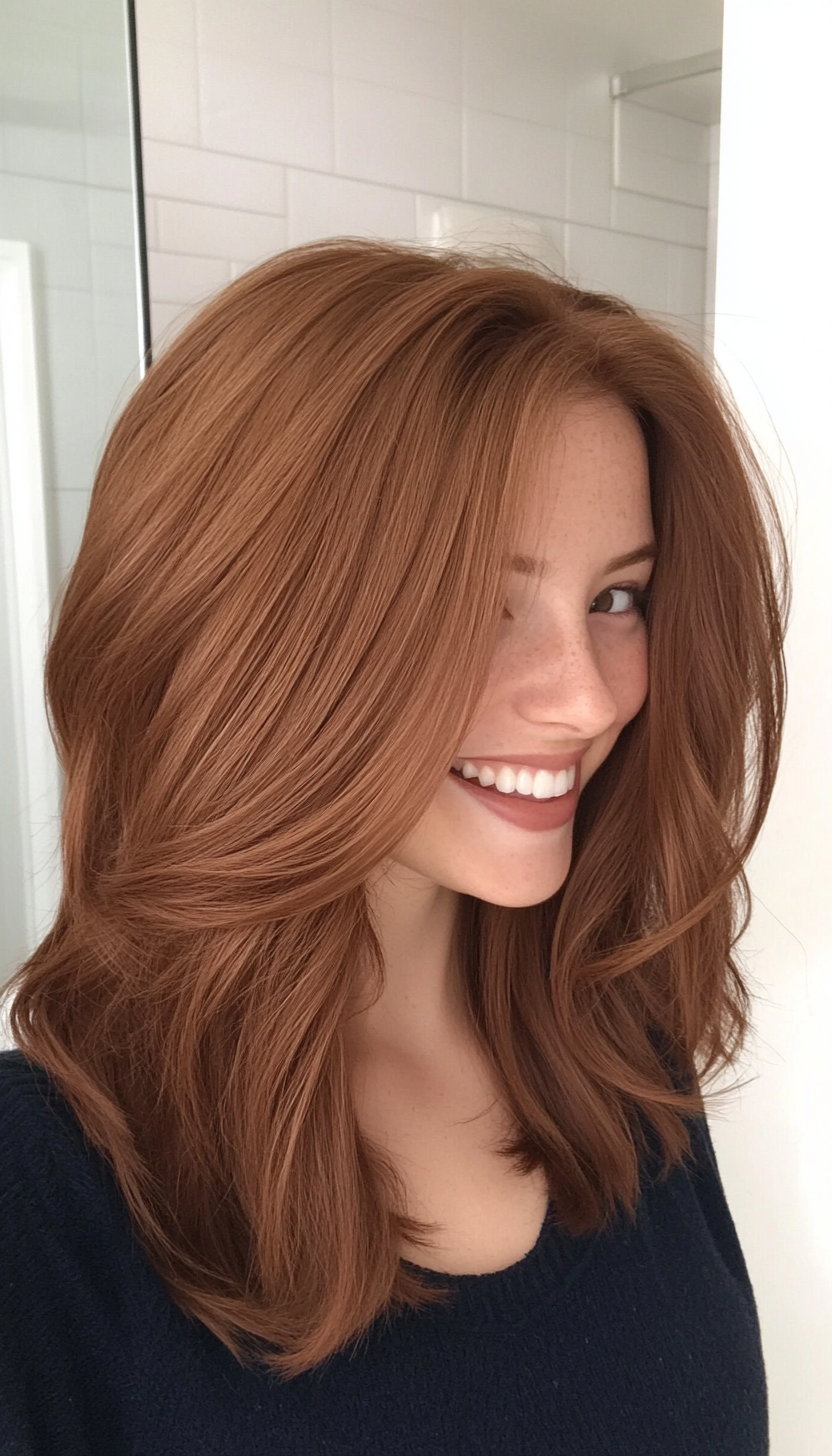 19. Flipped Ends in Warm Chestnut Brown (Mid Length Layered Hairstyles) - Mid Length Layered Hairstyles