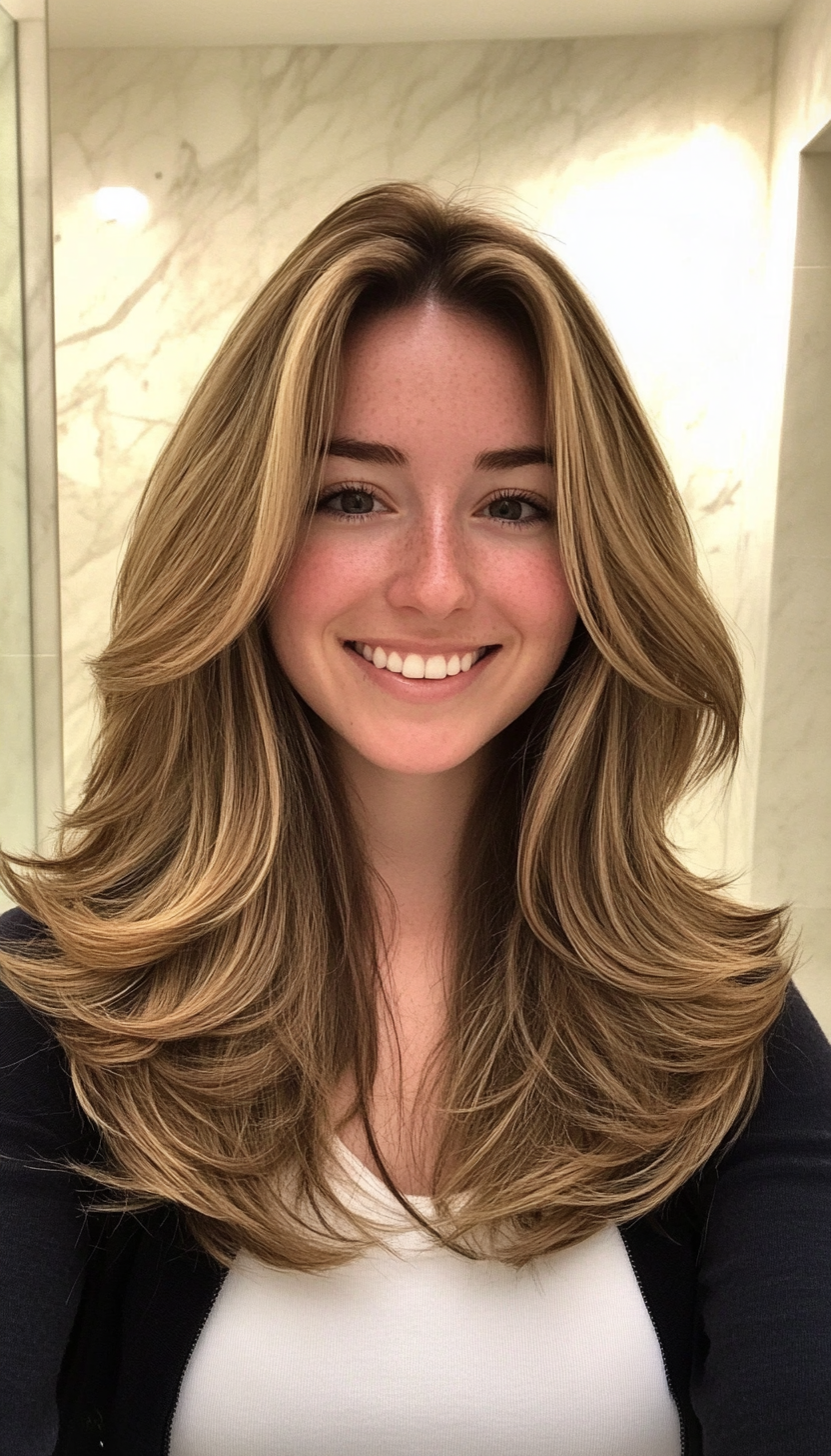 22. Layered U-Cut in Light Golden Brown (Mid Length Layered Hairstyles) - Mid Length Layered Hairstyles