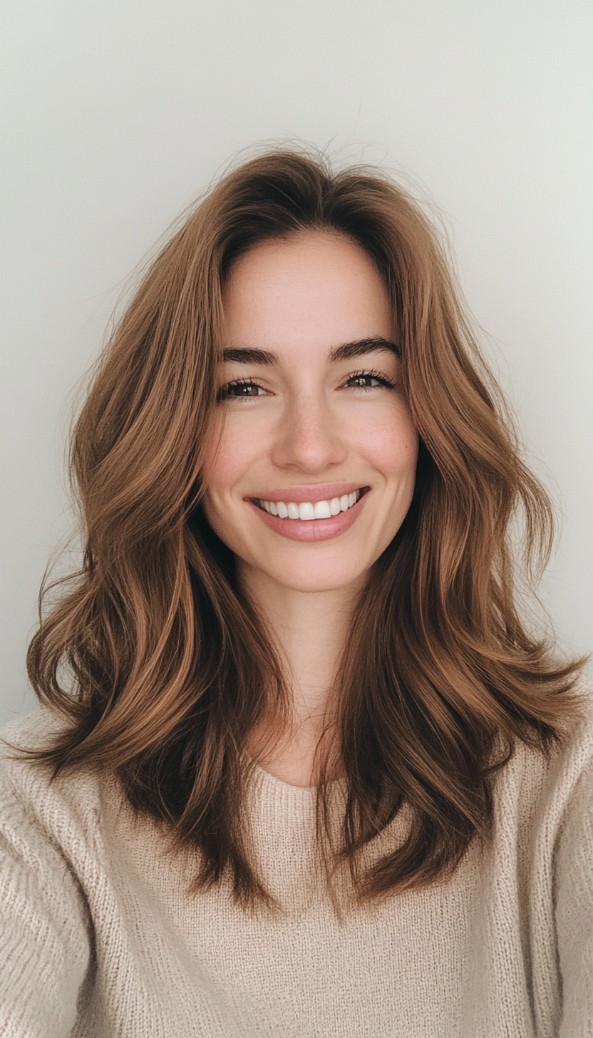27. Relaxed Shoulder-Length Layers in Medium Golden Brown (Mid Length Layered Hairstyles) - Mid Length Layered Hairstyles