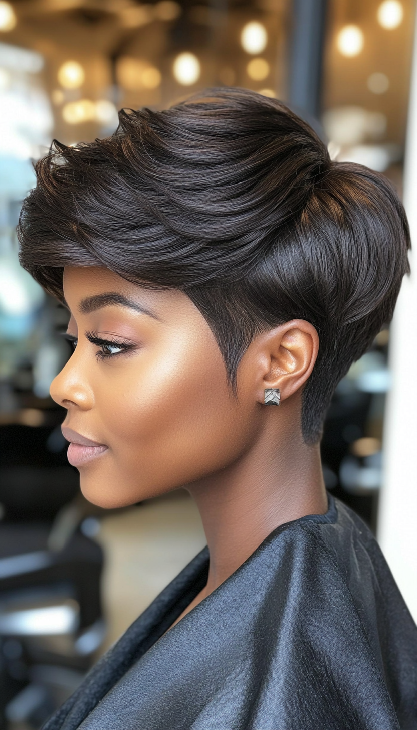 1. Softly Layered Pixie in Deep Brown (Short Hairstyles For Black Women) - Short Hairstyles For Black Women