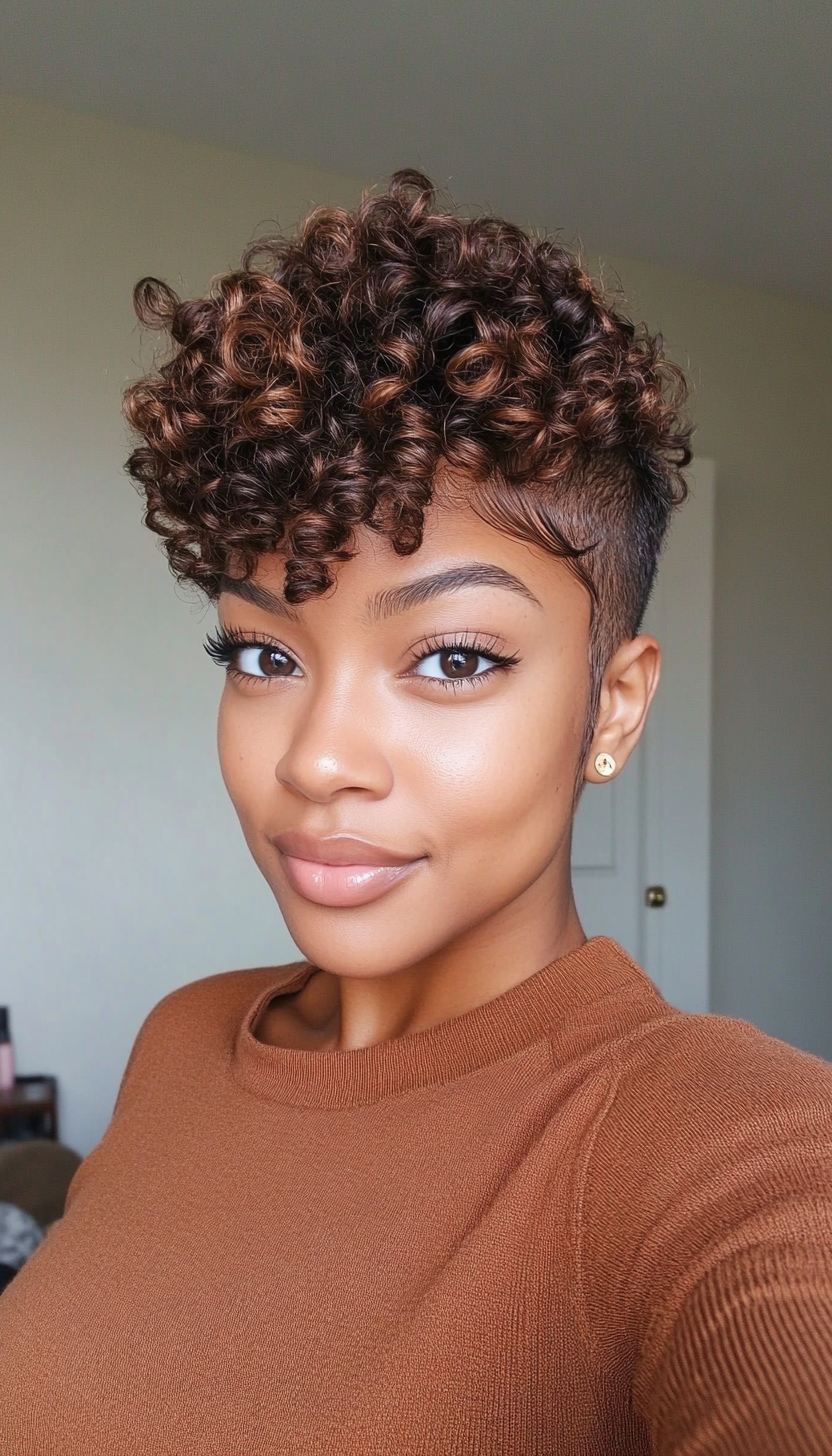 3. Curly Crop in Warm Chestnut (Short Hairstyles For Black Women) - Short Hairstyles For Black Women