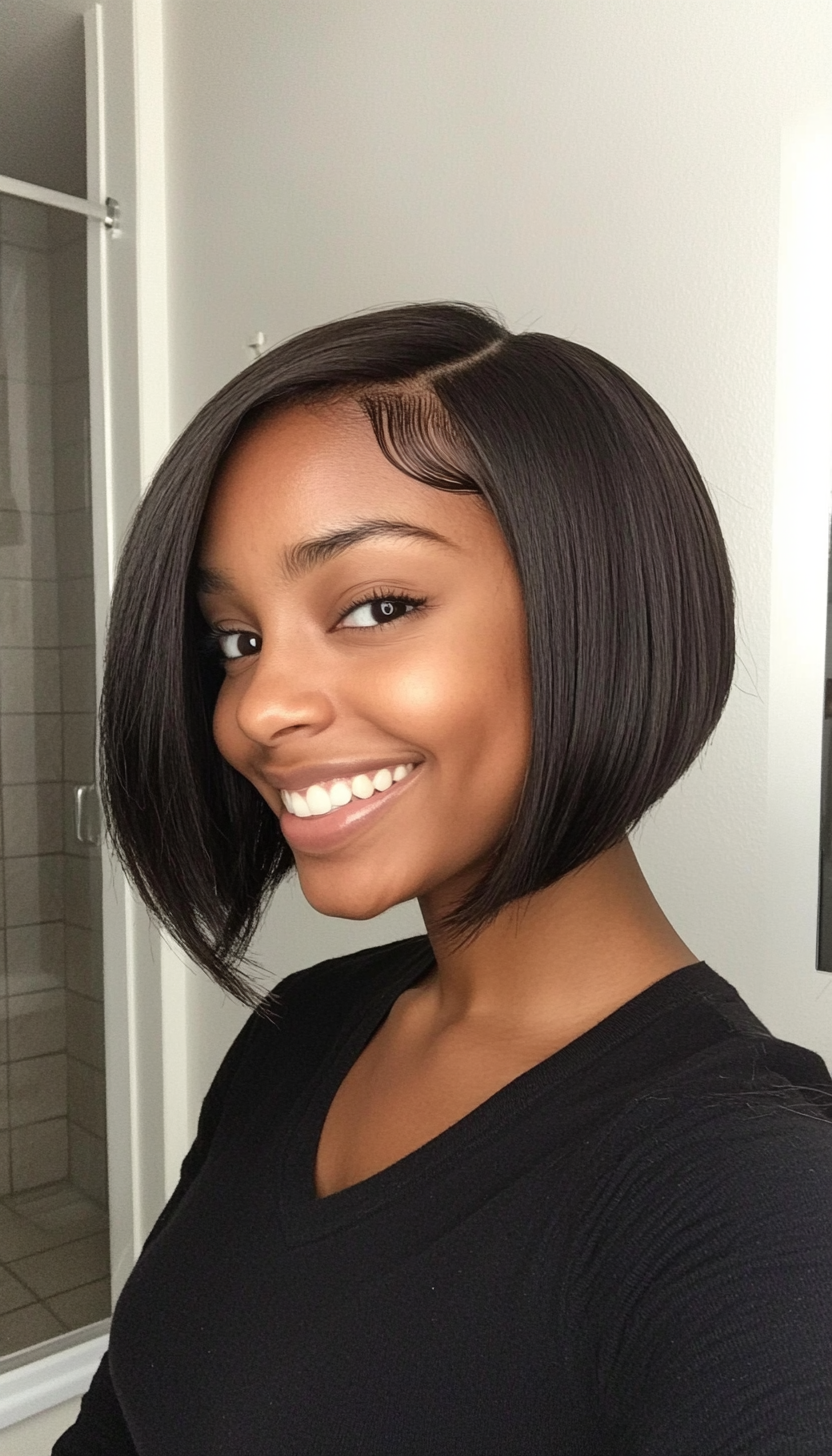 4. Asymmetrical Bob in Dark Mocha (Short Hairstyles For Black Women) - Short Hairstyles For Black Women