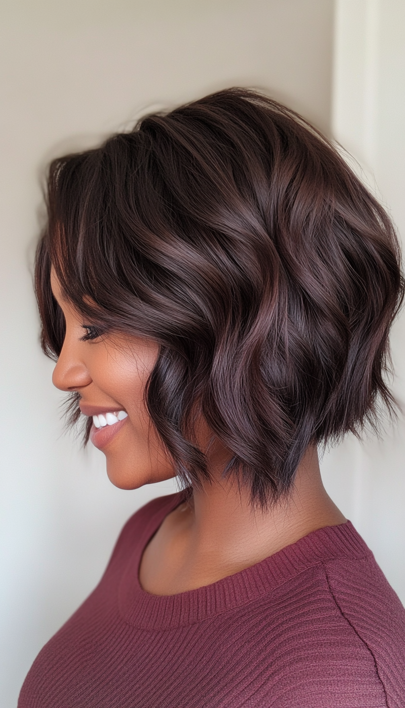 8. Tousled Bob in Rich Mahogany (Short Hairstyles For Black Women) - Short Hairstyles For Black Women