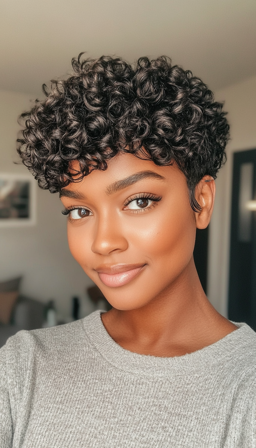 19. Voluminous Curls in Warm Espresso (Short Hairstyles For Black Women) - Short Hairstyles For Black Women