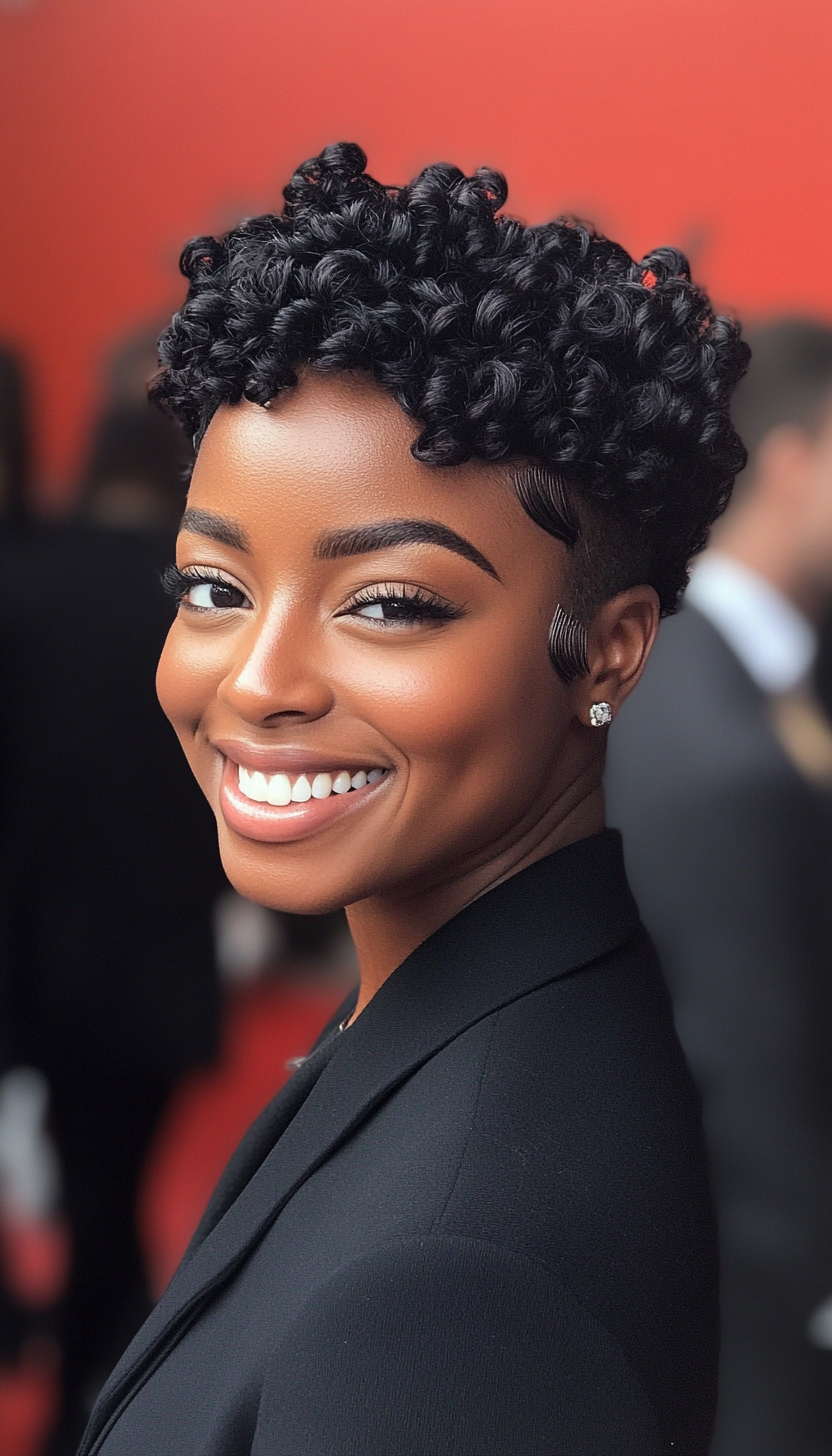 20. Soft Coily Taper in Classic Ebony (Short Hairstyles For Black Women) - Short Hairstyles For Black Women