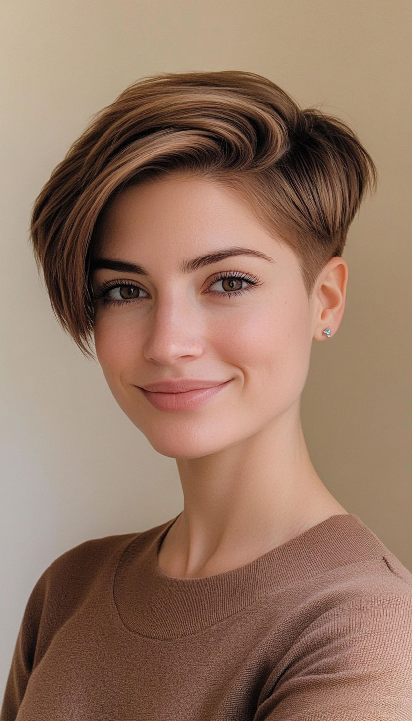 6. Caramel Asymmetrical Pixie (Funky Short Haircuts) - Funky Short Haircuts