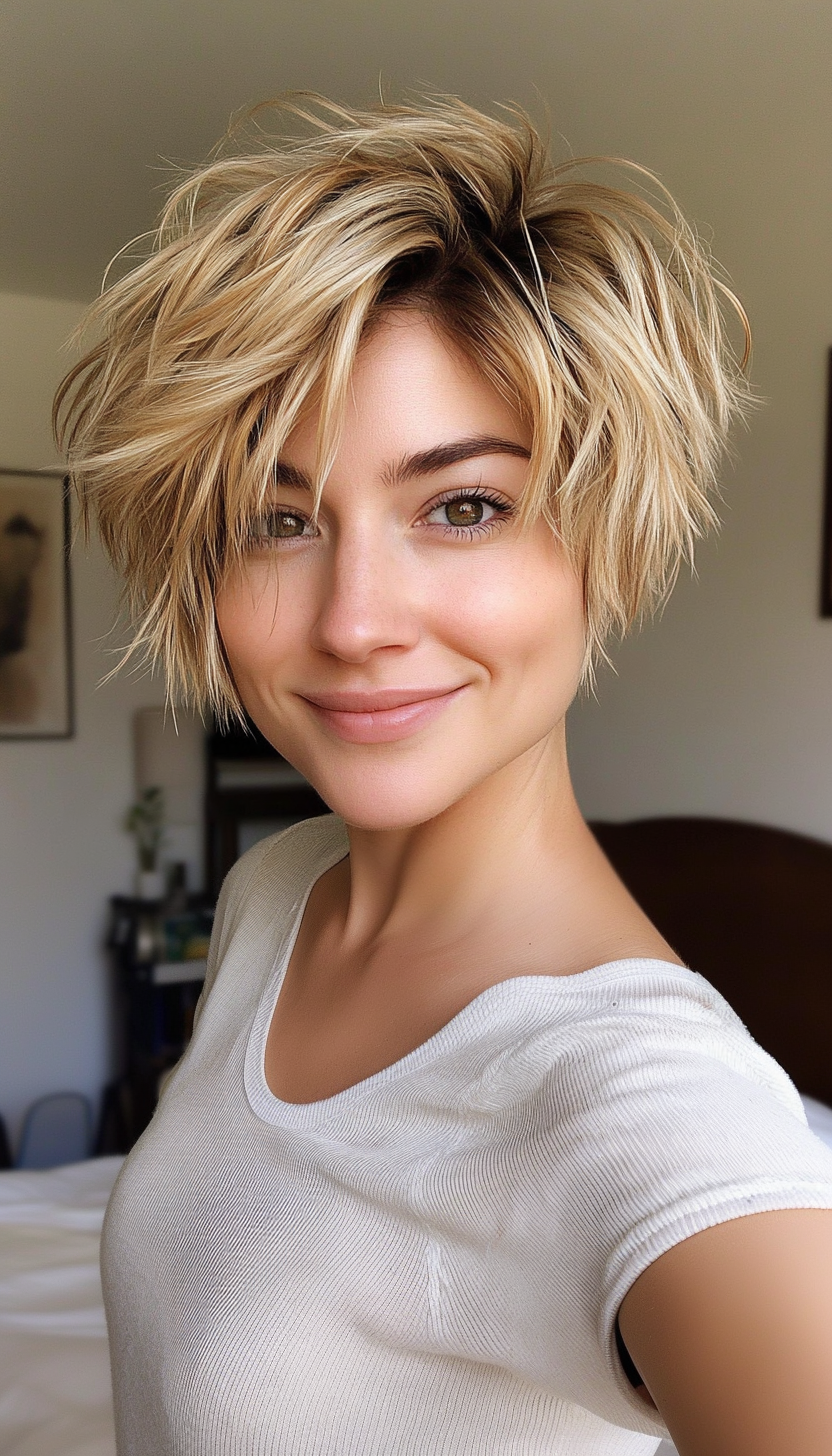 8. Golden Blonde Textured Crop (Funky Short Haircuts) - Funky Short Haircuts