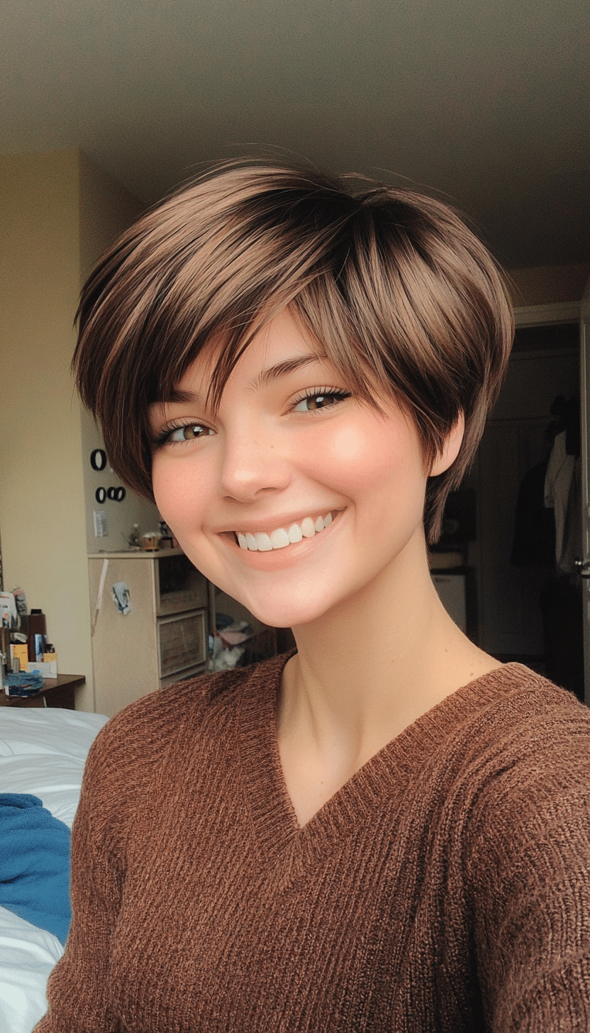 11. Bronzed Layered Bowl Cut (Funky Short Haircuts) - Funky Short Haircuts