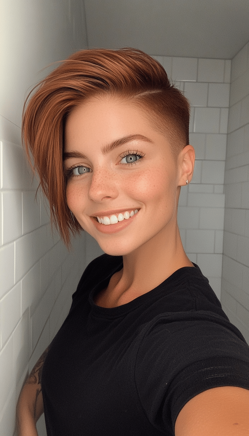 17. Chestnut Angled Undercut (Funky Short Haircuts) - Funky Short Haircuts