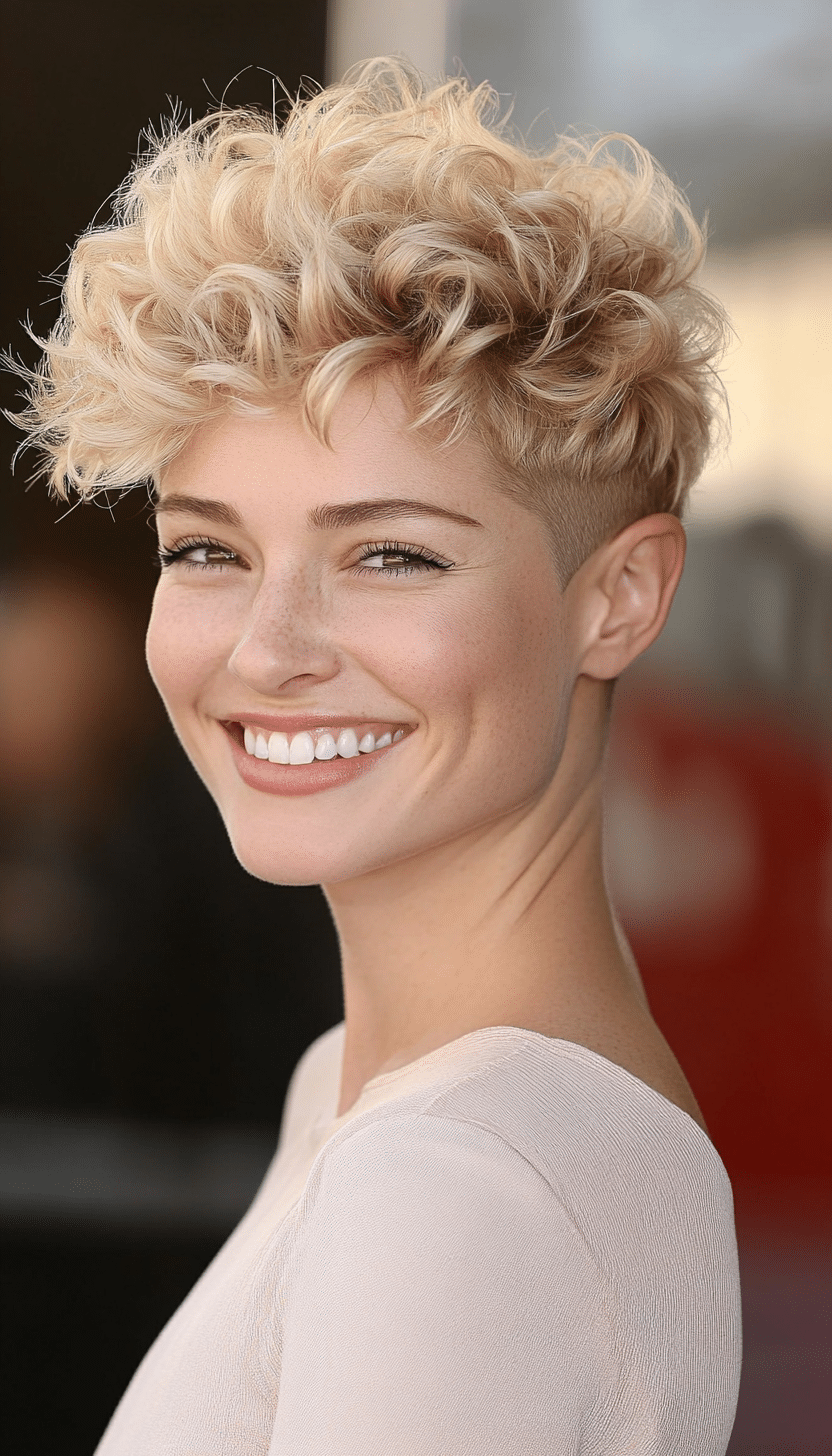 18. Sandy Blonde Curly Crop (Funky Short Haircuts) - Funky Short Haircuts